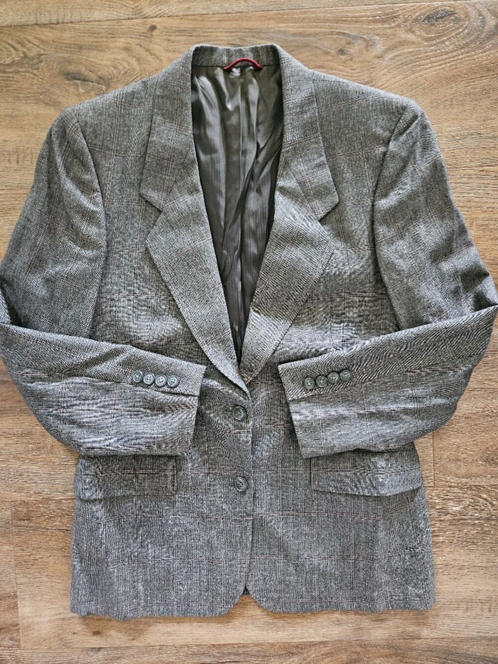 Vintage wool plaid gray hart schaffner marx blazer jacket fits about womens S